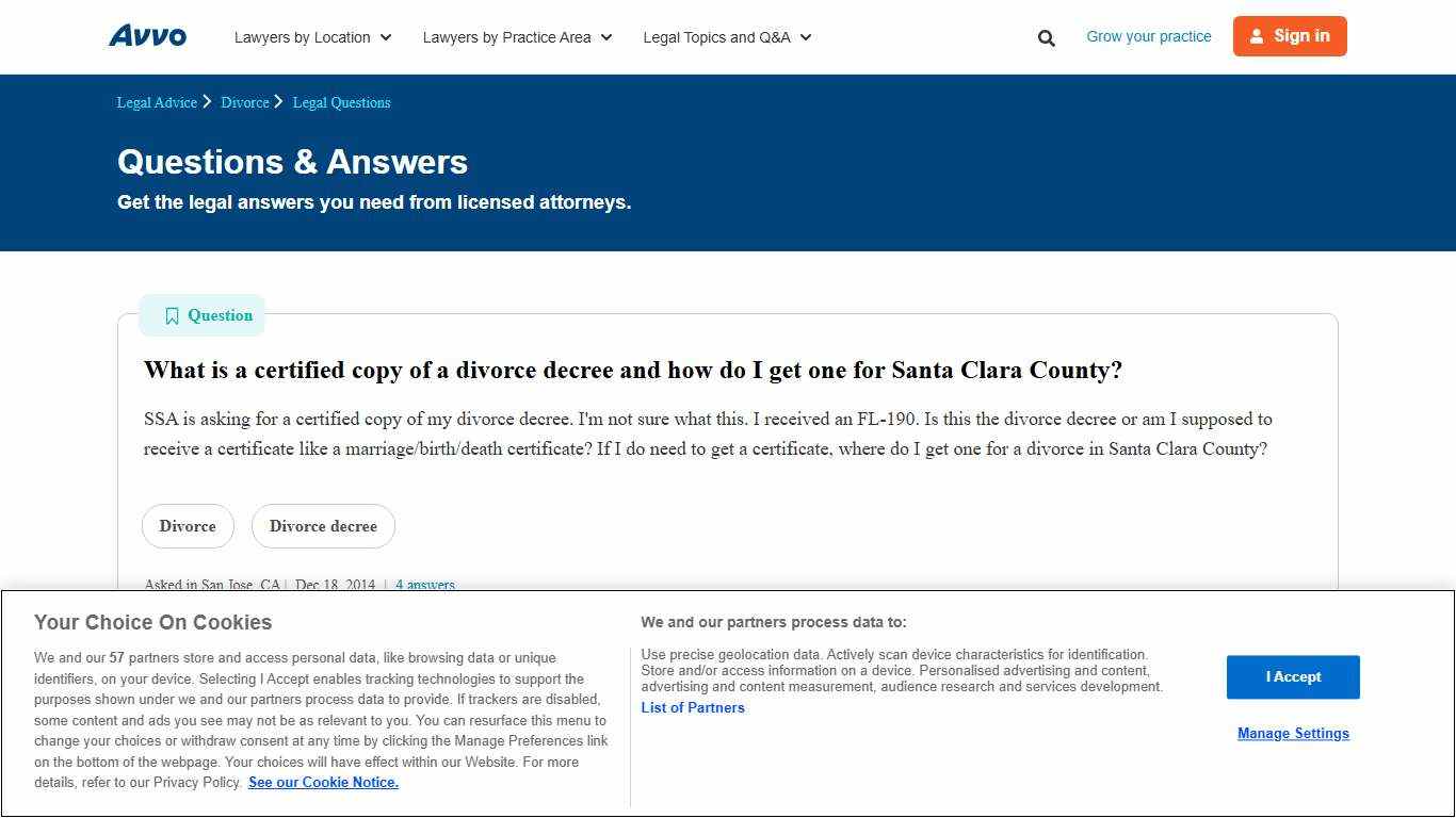 What is a certified copy of a divorce decree and how do I get one for Santa Clara County? - Legal Answers