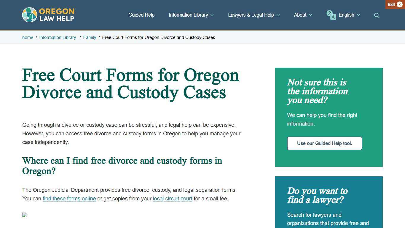 Free Court Forms for Oregon Divorce and Custody Cases Oregon Law Help